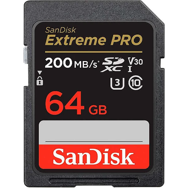 Cartão de Memória SD Sandisk 64 GB EXTREME PRO 200mb/s