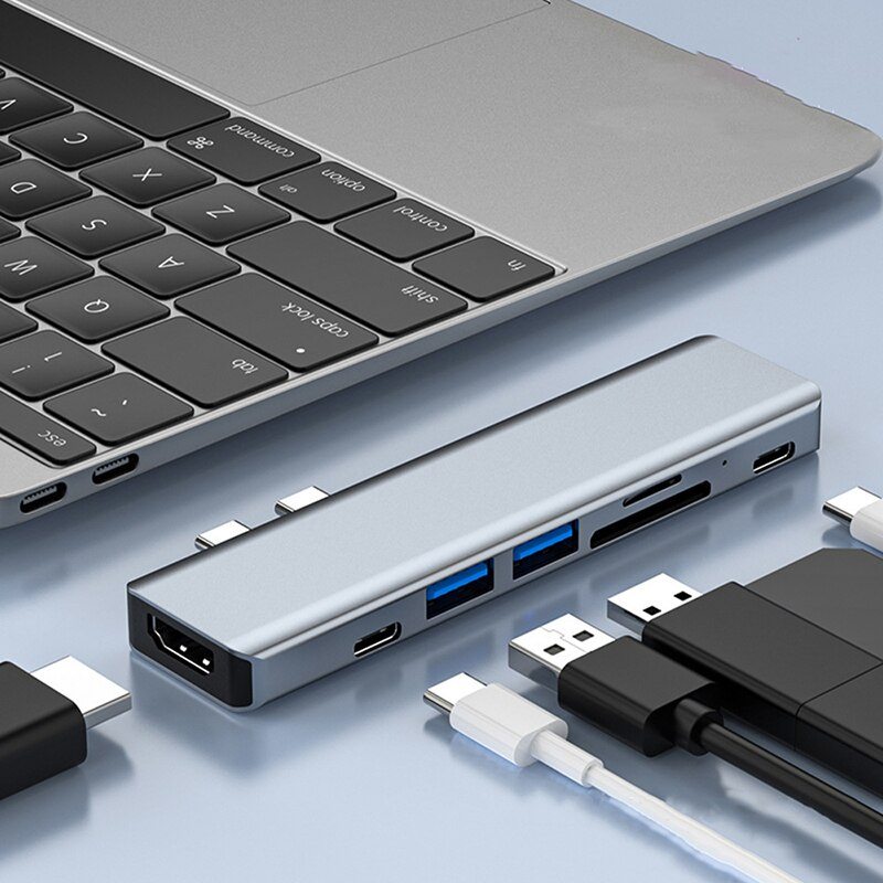Adaptador Hub Usb Tipo C 7 Em 2 para Macbook