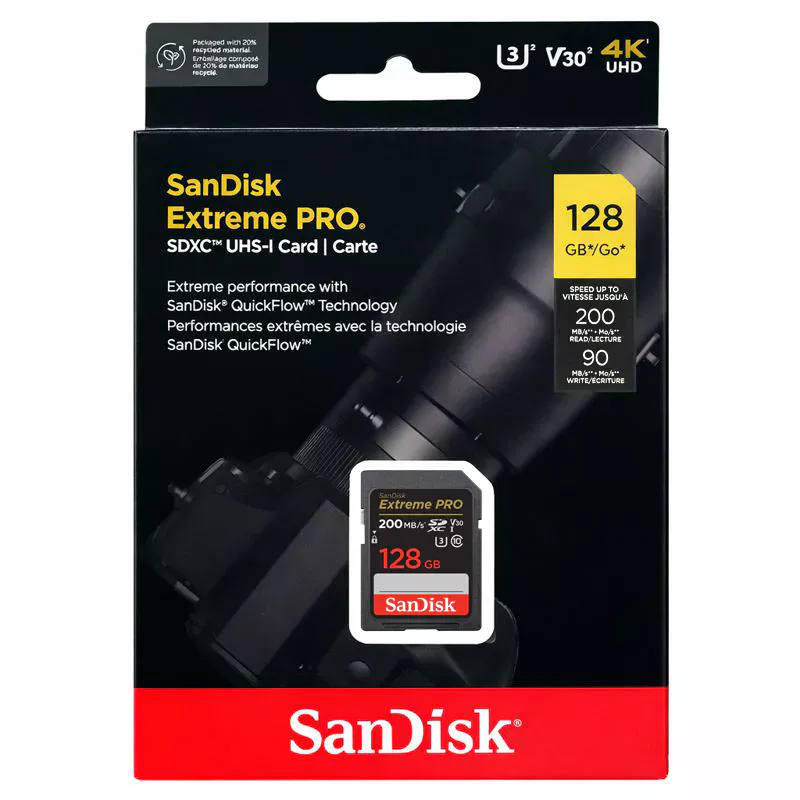 Cartão SD Sandisk 128 GB EXTREME PRO 200MB/s