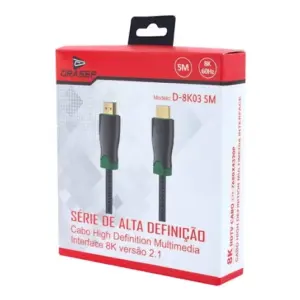 Cabo HDMI 2.1 8K – Ultra Alta Velocidade – 5 Metros