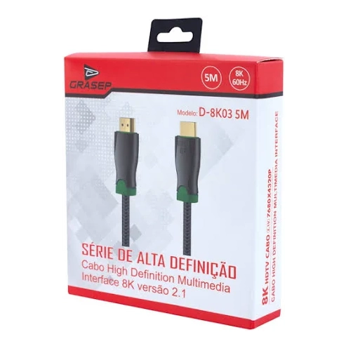 Cabo HDMI 2.1 8K – Ultra Alta Velocidade – 5 Metros