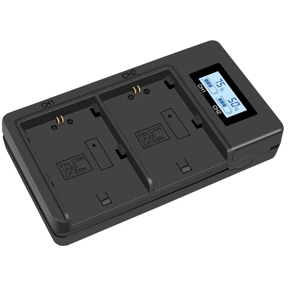 Carregador Duplo com LCD para Bateria LP-E6