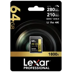 Cartão de Memória SDXC Lexar Gold 64GB 1800x UHS-II V60