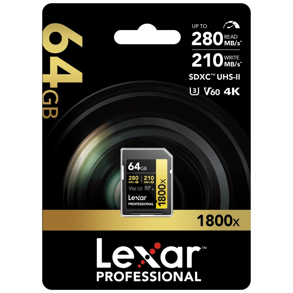Cartão de Memória SDXC Lexar Gold 64GB 1800x UHS-II V60