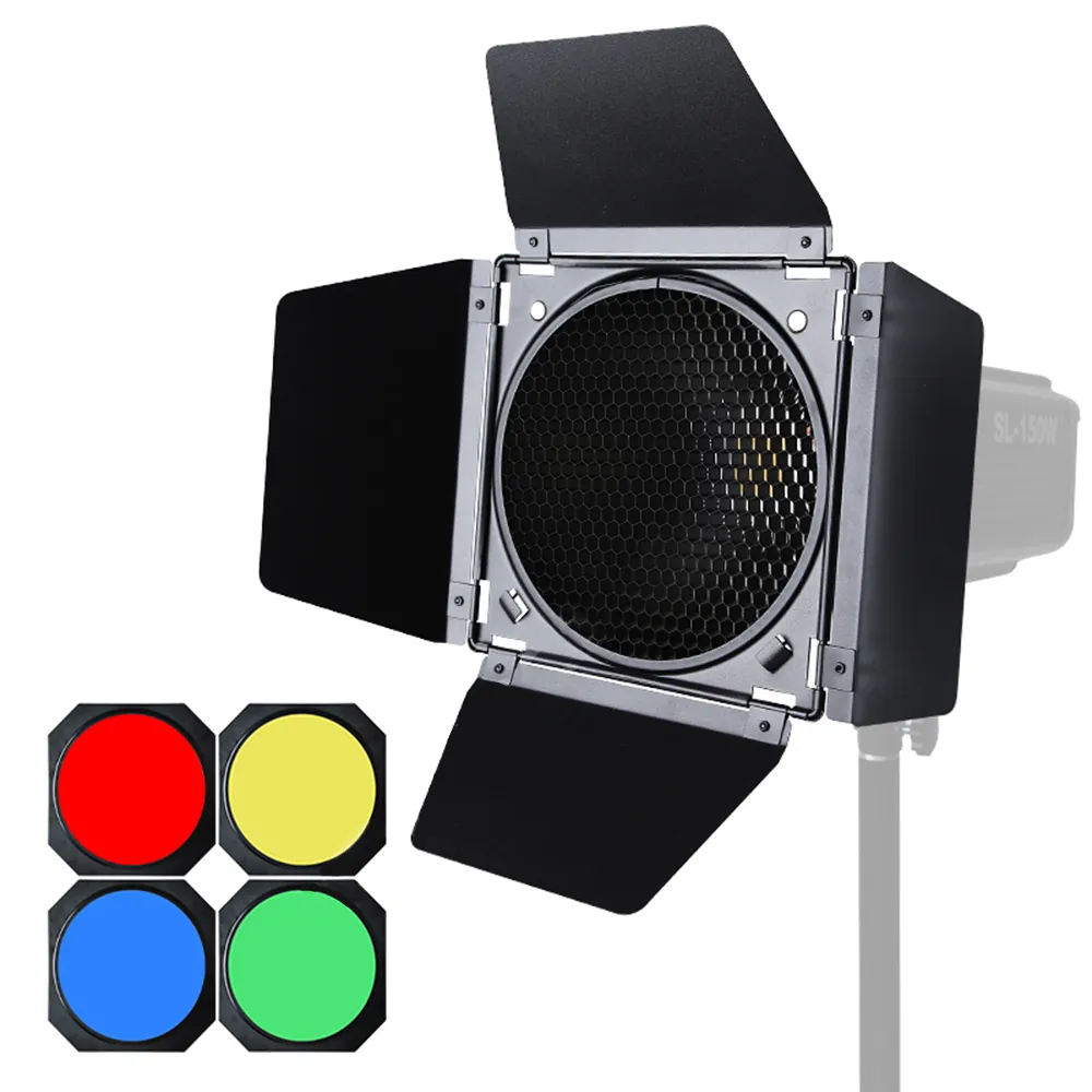 Barndoor com Filtros de Cor para Flashes de Estúdio