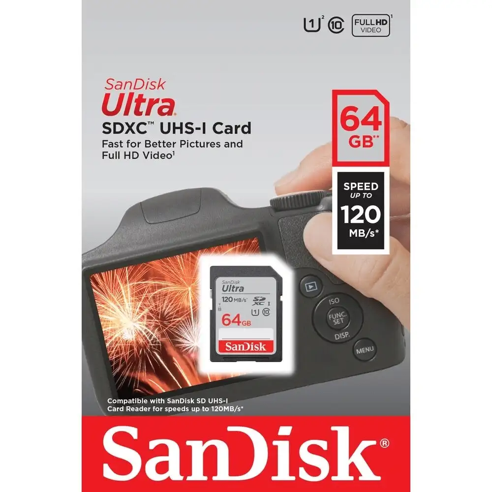 Cartão de Memória SD Sandisk 64 GB ULTRA 120mb/s