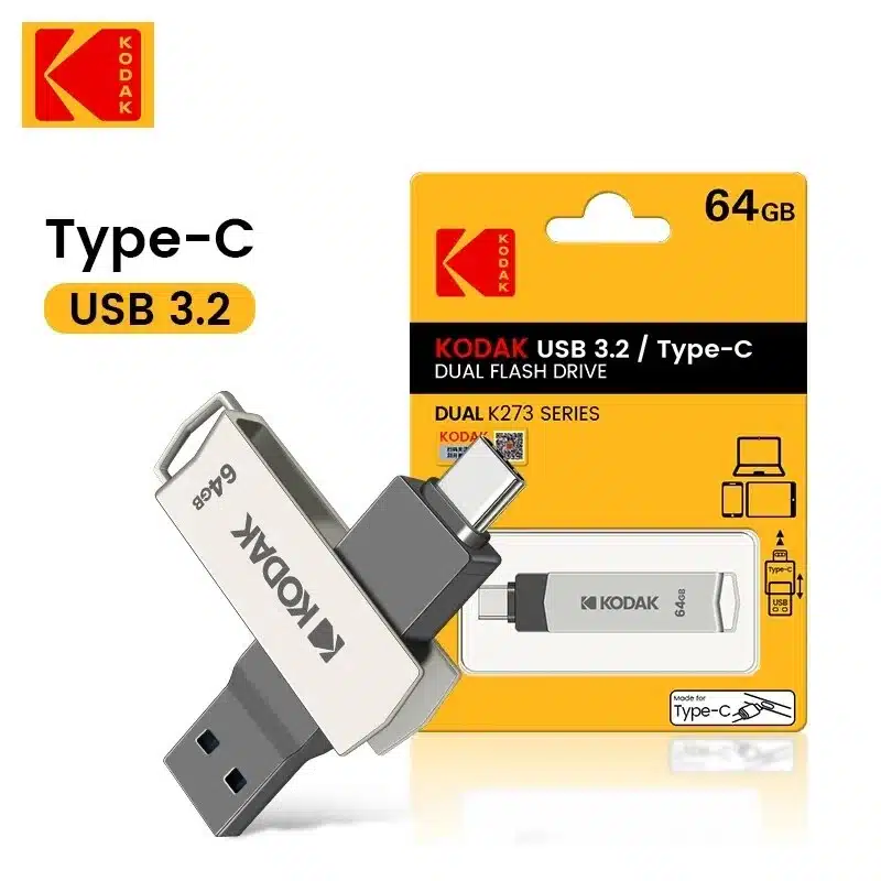Pendrive Kodak 64gb Dual USB-A e USB-C 3.2