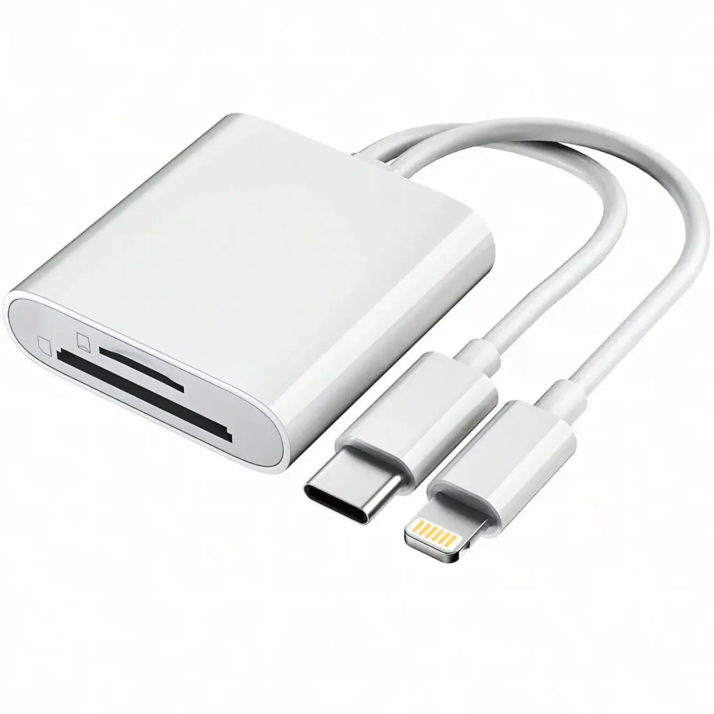 Leitor de Cartão para Iphone Lightning e USB-C