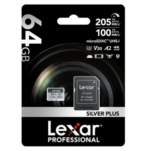 Cartão Lexar MicroSD 64gb Silver Plus
