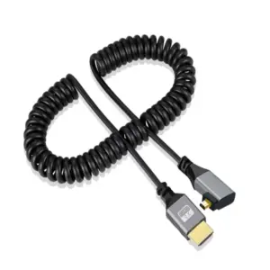 Cabo Espiral Micro HDMI para HDMI Elbow Left