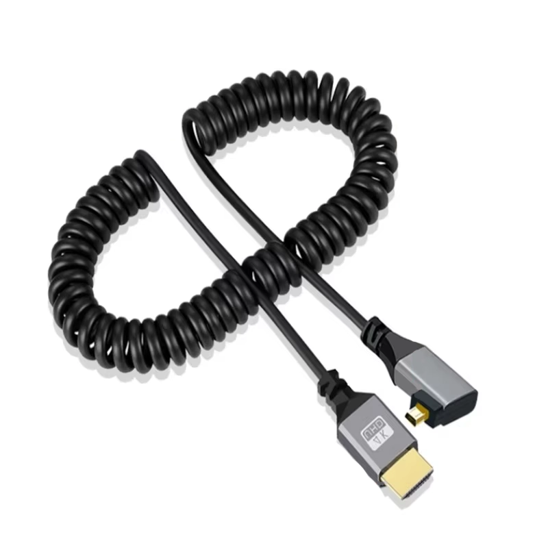 Cabo Espiral Micro HDMI para HDMI Elbow Left