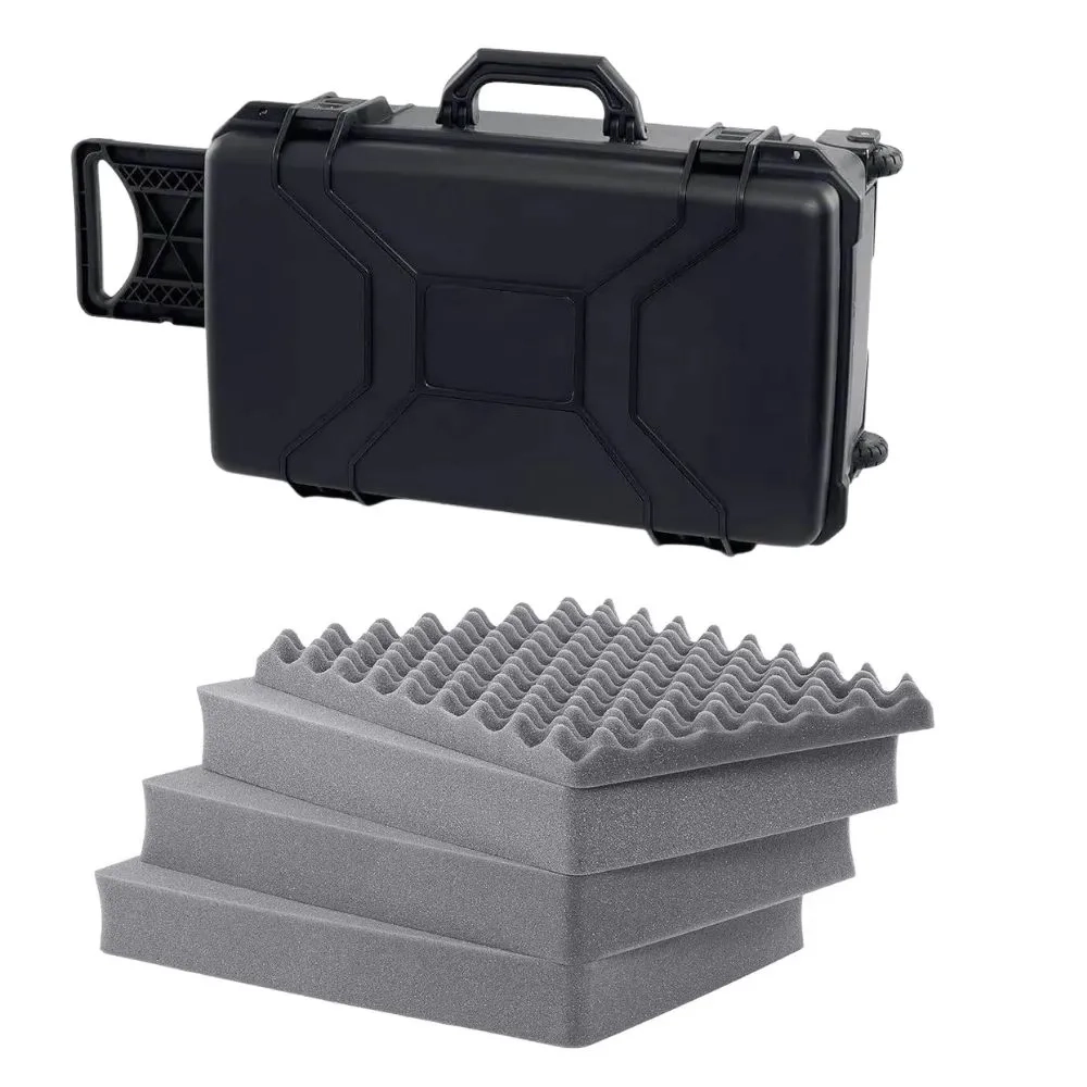 Case Patola MP-0055 Com Rodas Preta e Espuma Micro Serrilhada