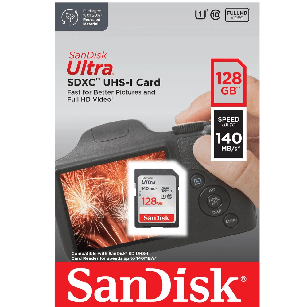 Cartão SD SanDisk 128gb Ultra 140mb/s