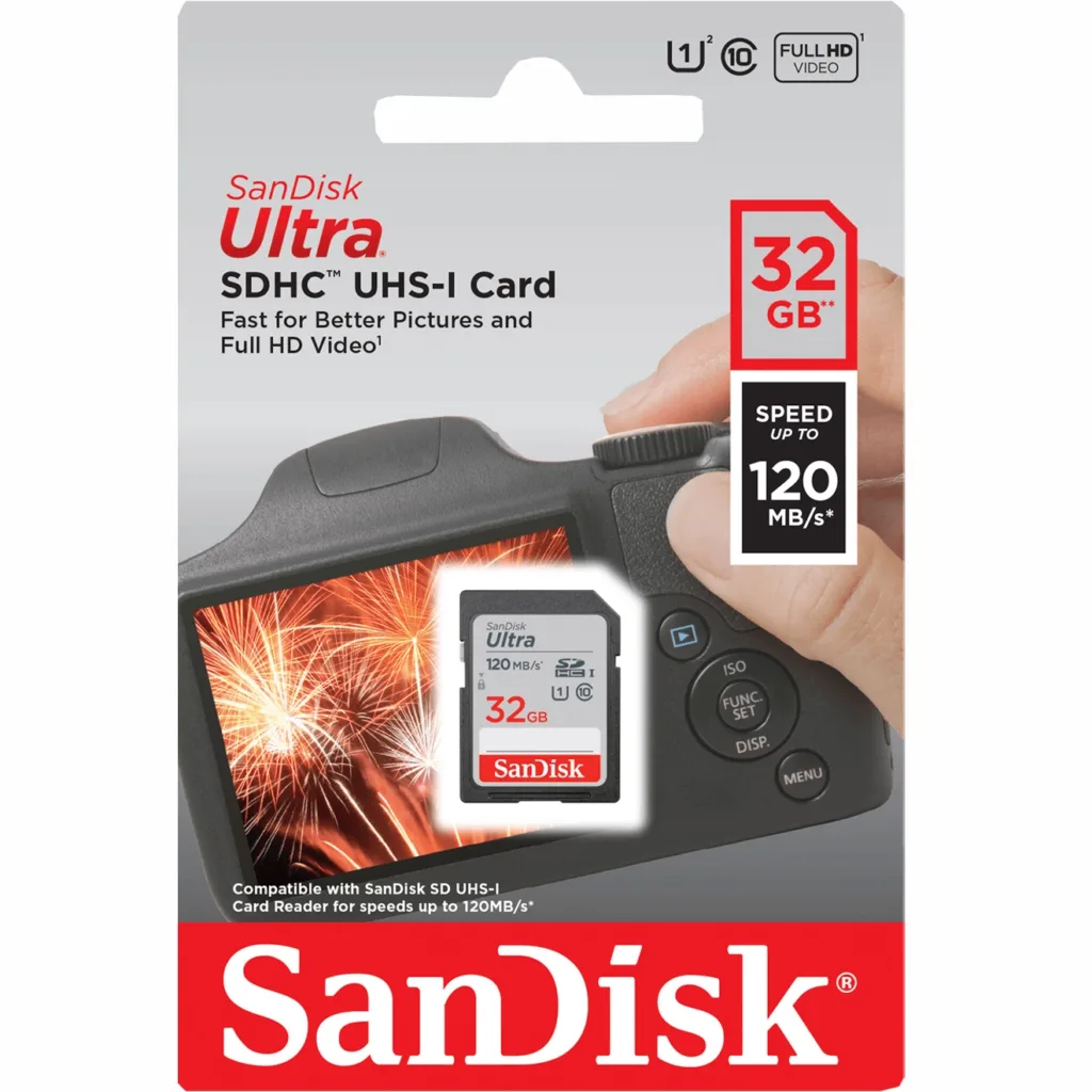 Cartão SD Sandisk 32gb Ultra 120mbps