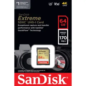 Cartão SD 64Gb SanDisk Extreme 4K 170Mb/s