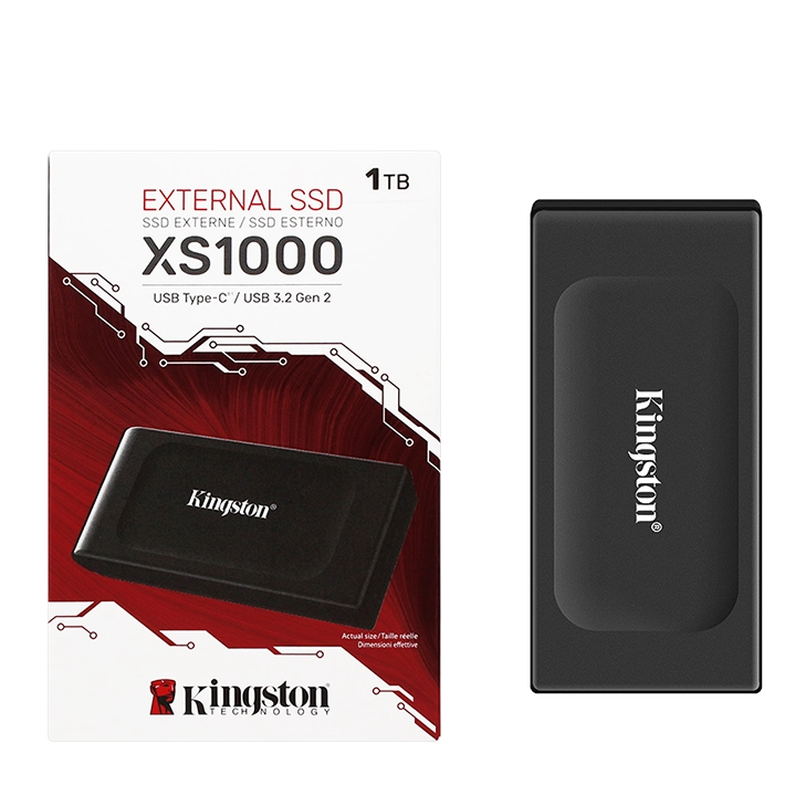 SSD Externo Kingston XS1000, 1TB, USB 3.2 Gen 2x2, Preto