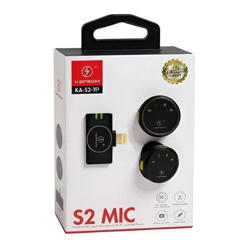 Microfone Lapela Sem Fio Kapbom S2MIC Lightning