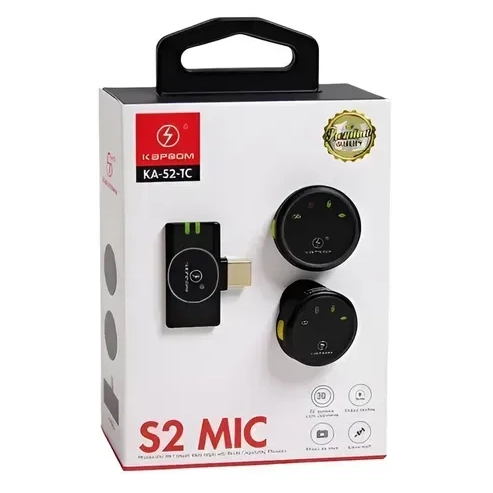 Microfone Lapela Sem Fio Kapbom S2MIC USB-C