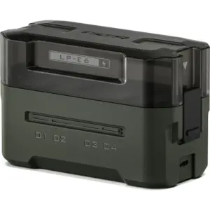 Case Carregador Tilta TBC-E6-GN para 4 Baterias LP-E6 (USB-C PD 45W) 1 Carregador Tilta TBC E6 GN