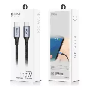 Cabo Hrebos CB 464C 100W Type C para Type C 3 Metros