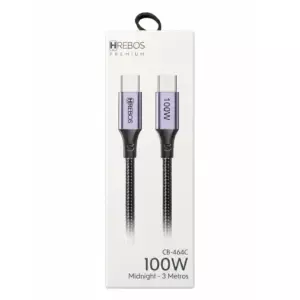 Cabo Hrebos CB-464C 100W Type-C para Type-C 3 Metros