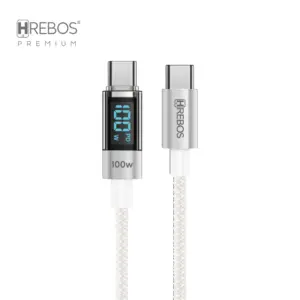 Cabo Hrebos Premium Tech LED CB-371C 100W Type-C para Type-C -1 Metro