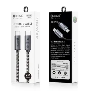 Cabo Hrebos Premium Ultimate Cable CB 375C 240W USB 4.0 1