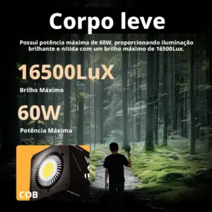 Luz LED COB Portatil VEDO 60W Bi Color 2800K–7500K com Bateria 10000mAh