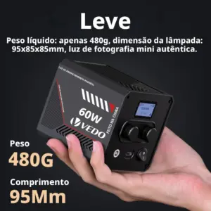 Luz LED COB Portatil VEDO 60W Bi Color 2800K–7500K com Bateria 10000mAh 1