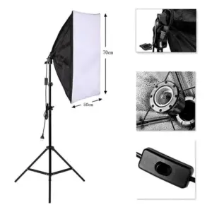 Softbox Haze Desmontável 50x70cm com Lâmpada Bulbo 200W e Tripé 2m