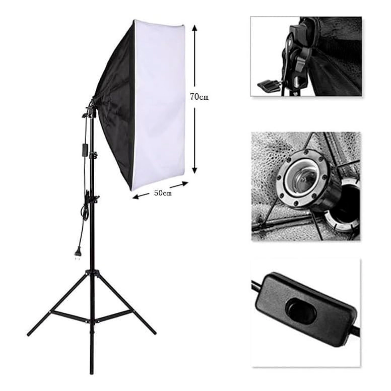 Softbox Haze Desmontável 50x70cm com Lâmpada Bulbo 200W e Tripé 2m