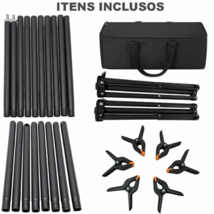 Suporte para Fundo Infinito Greika FT-2430 Portátil Desmontável com Bolsa — 2,40 m x 3 m 4 Suporte Fundo Infinito Greika FT 2430 Portatil Desmontavel Com Bolsa 5
