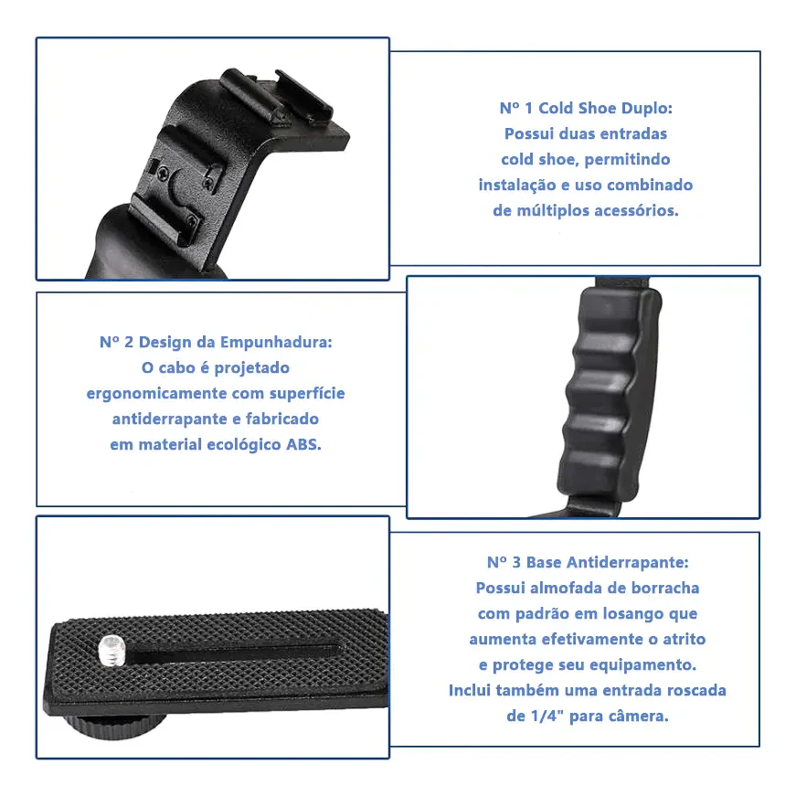 Handle Lateral para Gimbal com Encaixe para LED e Acessórios_2 Handle Lateral para Gimbal com Encaixe para LED e Acessorios 2